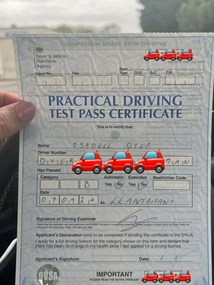 Practical Driving Test Pass Certificate - Image 2